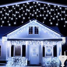 Instalatie De Craciun EDAR Model Turturi, 10 m, 300 Led-uri, Cu 8 Jocuri De Lumini, Franjuri, Pentru Exterior/Interior, Rezis...
