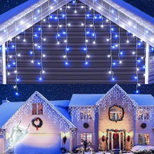 Instalatie Craciun Tip Turturi/Franjuri SIKS, 10 Metri, 300 Led-uri, Pentru Casa / Gradina, Cu 8 Jocuri De Lumini, Franjuri C...