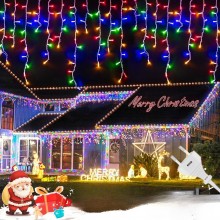 Instalatie De Craciun EDAR Model Turturi, 10 m, 300 Led-uri, Cu 8 Jocuri De Lumini, Franjuri, Pentru Exterior/Interior, Rezis...