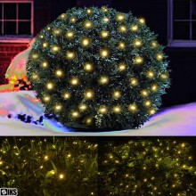 Instalatie De Craciun Liniara De Exterior SIKS, 10 Metri, 100 Led-uri Mari 8mm, Fir Gros Negru, Protectie Apa, IP44, Cu 1 Joc...