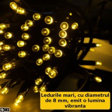 Instalatie De Craciun Liniara De Exterior SIKS, 10 Metri, 100 Led-uri Mari 8mm, Fir Gros Negru, Protectie Apa, IP44, Cu 1 Joc... Instalatie De Craciun Liniara De Exterior SIKS, 10 Metri, 100 Led-uri Mari 8mm, Fir Gros Negru, Protectie Apa, IP44, Cu 1 Joc...