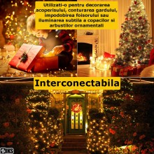 Instalatie De Craciun Liniara De Exterior SIKS, 10 Metri, 100 Led-uri Mari 8mm, Fir Gros Negru, Protectie Apa, IP44, Cu 1 Joc... Instalatie De Craciun Liniara De Exterior SIKS, 10 Metri, 100 Led-uri Mari 8mm, Fir Gros Negru, Protectie Apa, IP44, Cu 1 Joc...