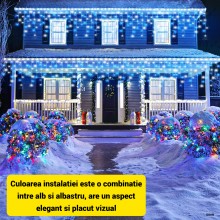 Instalatie De Craciun EDAR Model Turturi, 10 m, 300 Led-uri, Cu 8 Jocuri De Lumini, Franjuri, Pentru Exterior/Interior, Rezis...