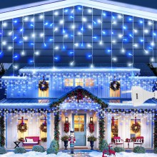 Instalatie De Craciun EDAR Model Turturi, 10 m, 300 Led-uri, Cu 8 Jocuri De Lumini, Franjuri, Pentru Exterior/Interior, Rezis...