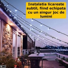 Instalatie De Craciun Liniara De Exterior SIKS, 10 Metri, 100 Led-uri Mari 8mm, Fir Gros Negru, Protectie Apa, IP44, Cu 1 Joc... Instalatie De Craciun Liniara De Exterior SIKS, 10 Metri, 100 Led-uri Mari 8mm, Fir Gros Negru, Protectie Apa, IP44, Cu 1 Joc...