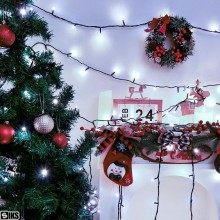 Instalatie De Craciun Liniara De Exterior SIKS, 10 Metri, 100 Led-uri Mari 8mm, Fir Gros Negru, Protectie Apa, IP44, Cu 1 Joc...