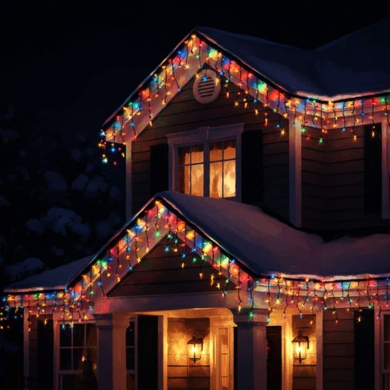 Instalatie De Craciun SIKS Model Turturi, 5 Metri, 120 Led-uri, Franjuri, Pentru Exterior Acoperit/Interior, Fir Verde Inchis...