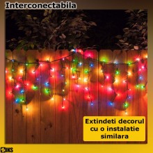 Instalatie De Craciun SIKS Model Turturi, 5 Metri, 120 Led-uri, Franjuri, Pentru Exterior Acoperit/Interior, Fir Verde Inchis...