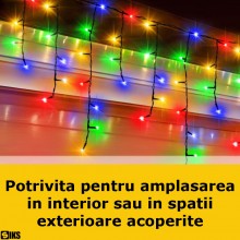 Instalatie De Craciun SIKS Model Turturi, 5 Metri, 120 Led-uri, Franjuri, Pentru Exterior Acoperit/Interior, Fir Verde Inchis...