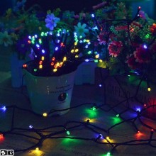 Instalatie De Craciun Liniara Solara SIKS, 10 Metri, 100 Led-uri, De Exterior, Incarcare Panou Solar, Tip Sir, 8 Jocuri De Lu...