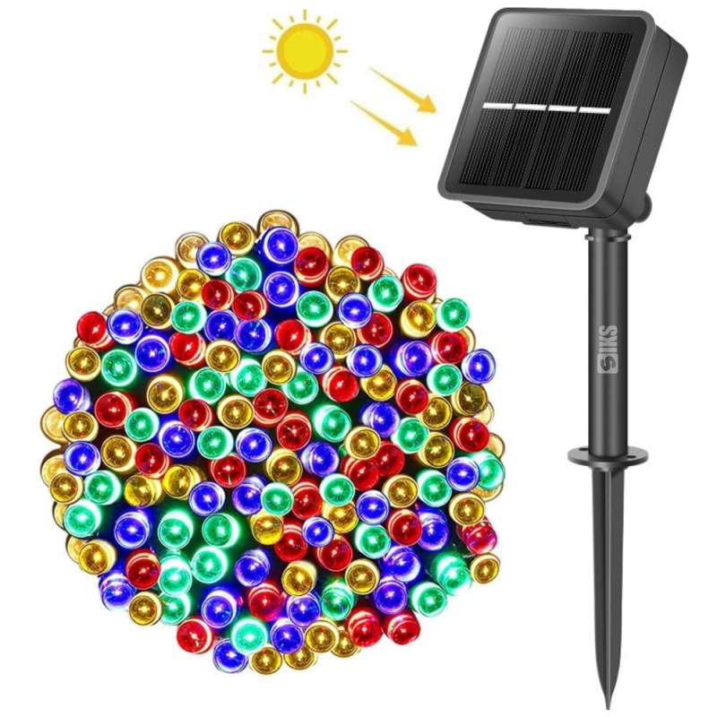Instalatie De Craciun Liniara Solara SIKS, 10 Metri, 100 Led-uri, De Exterior, Incarcare Panou Solar, Tip Sir, 8 Jocuri De Lu...