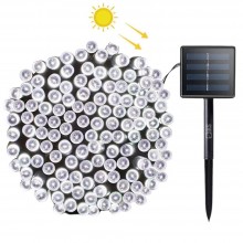 Instalatie De Craciun Liniara Solara SIKS, 10 Metri, 100 Led-uri, De Exterior, Incarcare Panou Solar, Tip Sir, 8 Jocuri De Lu...