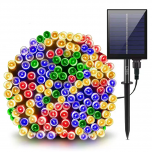 Instalatie De Craciun Liniara Solara SIKS, 40 Metri, 400 Led-uri, De Exterior, Incarcare Panou Solar Mare Si Posibilitate Ali...