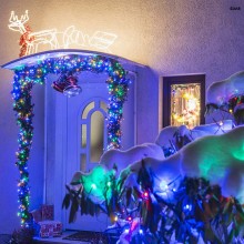 Instalatie Liniara Solara de Craciun EDAR, 40 m, 400 LED-uri Multicolore, 8 Jocuri de Lumini, Fir Verde Inchis, Pentru Exteri...