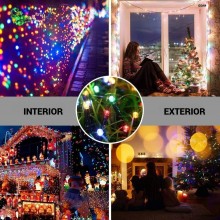 Instalatie Liniara Solara de Craciun EDAR, 40 m, 400 LED-uri Multicolore, 8 Jocuri de Lumini, Fir Verde Inchis, Pentru Exteri...