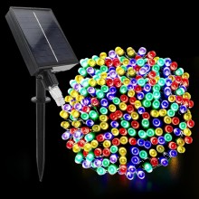 Instalatie Liniara Solara de Craciun EDAR, 40 m, 400 LED-uri Multicolore, 8 Jocuri de Lumini, Fir Verde Inchis, Pentru Exteri...
