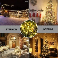 Instalatie Liniara Solara de Craciun EDAR, 40 m, 400 LED-uri Alb Calde, 8 Jocuri de Lumini, Fir Verde Inchis, Pentru Exterior...
