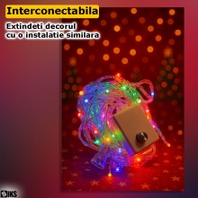 Instalatie De Craciun Multicolora SIKS Tip Plasa Franjuri 3 x 2 Metri, 416 Led-uri, Pentru Casa, Perdea, Foisor, Geam, Cu Joc...