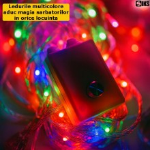 Instalatie De Craciun Multicolora SIKS Tip Plasa Franjuri 3 x 2 Metri, 416 Led-uri, Pentru Casa, Perdea, Foisor, Geam, Cu Joc...