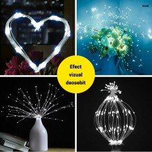 Instalatie Luminoasa EDAR Solara De Exterior, Model Artificii, Cu 8 Moduri De Lumina Si Telecomanda, Fir De 5 Metri, 5 Artifi...