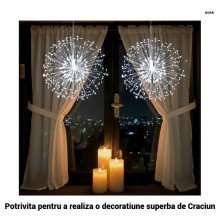 Instalatie Luminoasa EDAR Solara De Exterior, Model Artificii, Cu 8 Moduri De Lumina Si Telecomanda, Fir De 5 Metri, 5 Artifi...