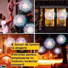 Instalatie De Craciun SIKS Tip Focuri De Artificii Decorative Cu 10 Artificii, 750 Led-uri Interconectabila, 8 Moduri De Ilum...