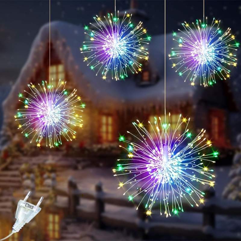 Instalatie De Craciun SIKS Tip Focuri De Artificii Decorative Cu 10 Artificii, 750 Led-uri Interconectabila, 8 Moduri De Ilum...