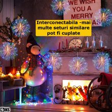 Instalatie De Craciun SIKS Tip Focuri De Artificii Decorative Cu 10 Artificii, 750 Led-uri Interconectabila, 8 Moduri De Ilum...