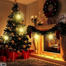 Instalatie De Craciun SIKS Tip Focuri De Artificii Decorative Cu 10 Artificii, 750 Led-uri Interconectabila, 8 Moduri De Ilum...