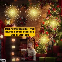 Instalatie De Craciun SIKS Tip Focuri De Artificii Decorative Cu 10 Artificii, 750 Led-uri Interconectabila, 8 Moduri De Ilum... Instalatie De Craciun SIKS Tip Focuri De Artificii Decorative Cu 10 Artificii, 750 Led-uri Interconectabila, 8 Moduri De Ilum...