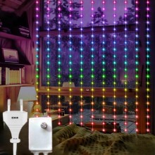 Instalatie LED de Craciun EDAR, Franjuri Luminoase Tip Plasa 3m x 2m, Control Iluminare, Interconectabila, Fir Transparent, D...