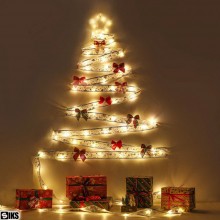 Instalatie Brad Tip Panglica Argintie Luminoasa SIKS Pentru Impodobit Si Decorare Pom De Craciun, 50 Led, 5 Metri, 8 Programe...