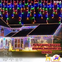 Instalatie Craciun Tip Turturi EDAR, 5 Metri, 110 LED-uri, Multicolora – 8 Jocuri De Lumini, Franjuri Curgatori, Fir Transpar... Instalatie Craciun Tip Turturi EDAR, 5 Metri, 110 LED-uri, Multicolora – 8 Jocuri De Lumini, Franjuri Curgatori, Fir Transpar...