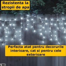 Instalatie Craciun Tip Turturi/Franjuri SIKS, 12 Metri, 300 Led-uri, Pentru Casa / Gradina / Gard, Cu 8 Jocuri De Lumini, Efe...