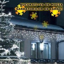 Instalatie Craciun Tip Turturi/Franjuri SIKS, 12 Metri, 300 Led-uri, Pentru Casa / Gradina / Gard, Cu 8 Jocuri De Lumini, Efe...