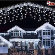 Instalatie Craciun Tip Turturi/Franjuri SIKS, 12 Metri, 300 Led-uri, Pentru Casa / Gradina / Gard, Cu 8 Jocuri De Lumini, Efe...
