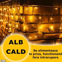 Instalatie Craciun Tip Turturi/Franjuri SIKS, 12 Metri, 300 Led-uri, Pentru Casa / Gradina / Gard, Cu 8 Jocuri De Lumini, Efe...
