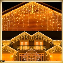 Instalatie Craciun Tip Turturi/Franjuri SIKS, 12 Metri, 300 Led-uri, Pentru Casa / Gradina / Gard, Cu 8 Jocuri De Lumini, Efe...