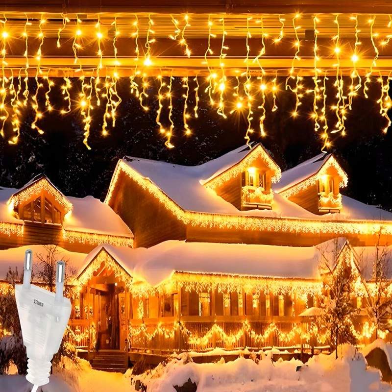 Instalatie Craciun Tip Turturi/Franjuri SIKS, 12 Metri, 300 Led-uri, Pentru Casa / Gradina / Gard, Cu 8 Jocuri De Lumini, Efe...