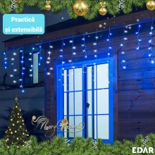 Instalatie Craciun Tip Turturi EDAR, 5 Metri, 110 LED-uri, Lumina Albastra – Pentru Interior Si Exterior Acoperit