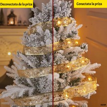 Instalatie Luminoasa Panglica Aurie EDAR pentru Brad de Craciun, 50 LED-uri, 5m, 8 Moduri, Lumina Alb Cald, Alimentare la Pri...
