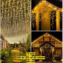Instalatie De Craciun EDAR Model Turturi, 12 m, 300 Led-uri, Cu 8 Jocuri De Lumini, Franjuri, Efect Flash, Pentru Exterior/In... Instalatie De Craciun EDAR Model Turturi, 12 m, 300 Led-uri, Cu 8 Jocuri De Lumini, Franjuri, Efect Flash, Pentru Exterior/In...