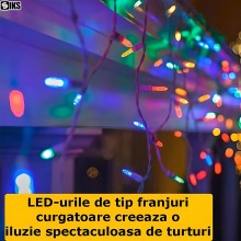 Instalatie Craciun Tip Turturi/Franjuri SIKS, 12 Metri, 300 Led-uri, Pentru Casa / Gradina / Gard, Cu 8 Jocuri De Lumini, Efe...