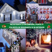 Instalatie De Craciun EDAR Model Turturi, 12 m, 300 Led-uri, Cu 8 Jocuri De Lumini, Franjuri, Efect Flash, Pentru Exterior/In...