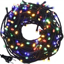 Instalatie Liniara de Craciun EDAR, 32 m, 400 LED-uri Multicolore, 8 Jocuri de Lumini, Pentru Brad si Exterior, Fir Negru, Al...