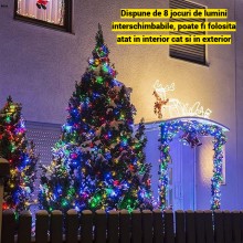 Instalatie Liniara de Craciun EDAR, 32 m, 400 LED-uri Multicolore, 8 Jocuri de Lumini, Pentru Brad si Exterior, Fir Negru, Al... Instalatie Liniara de Craciun EDAR, 32 m, 400 LED-uri Multicolore, 8 Jocuri de Lumini, Pentru Brad si Exterior, Fir Negru, Al...