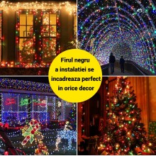 Instalatie Liniara de Craciun EDAR, 32 m, 400 LED-uri Multicolore, 8 Jocuri de Lumini, Pentru Brad si Exterior, Fir Negru, Al... Instalatie Liniara de Craciun EDAR, 32 m, 400 LED-uri Multicolore, 8 Jocuri de Lumini, Pentru Brad si Exterior, Fir Negru, Al...