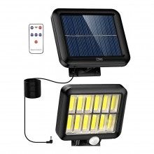 Lampa Solara LED De Exterior SIKS, Cu Telecomanda, Ajustabila, 120 COB LED, Senzor De Miscare Si Lumina, Baterie Inclusa 1200...