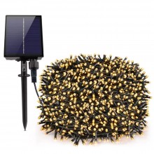 Instalatie De Craciun Liniara Solara SIKS, 30 Metri, 300 Led-uri, De Exterior, Incarcare Panou Solar Mare Si Posibilitate Ali...