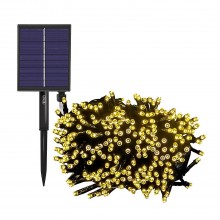 Instalatie Liniara Solara de Craciun EDAR, 30 m, 300 LED-uri Alb Calde, 8 Jocuri de Lumini, Fir Verde Inchis, Pentru Exterior...